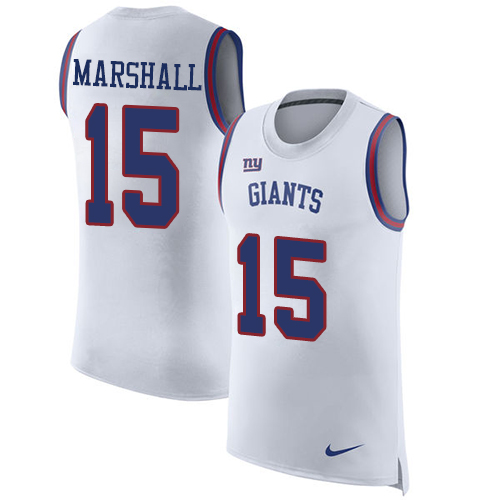 Nike Giants #15 Brandon Marshall White Men's Stitched NFL Limited Rush Tank Top Jersey